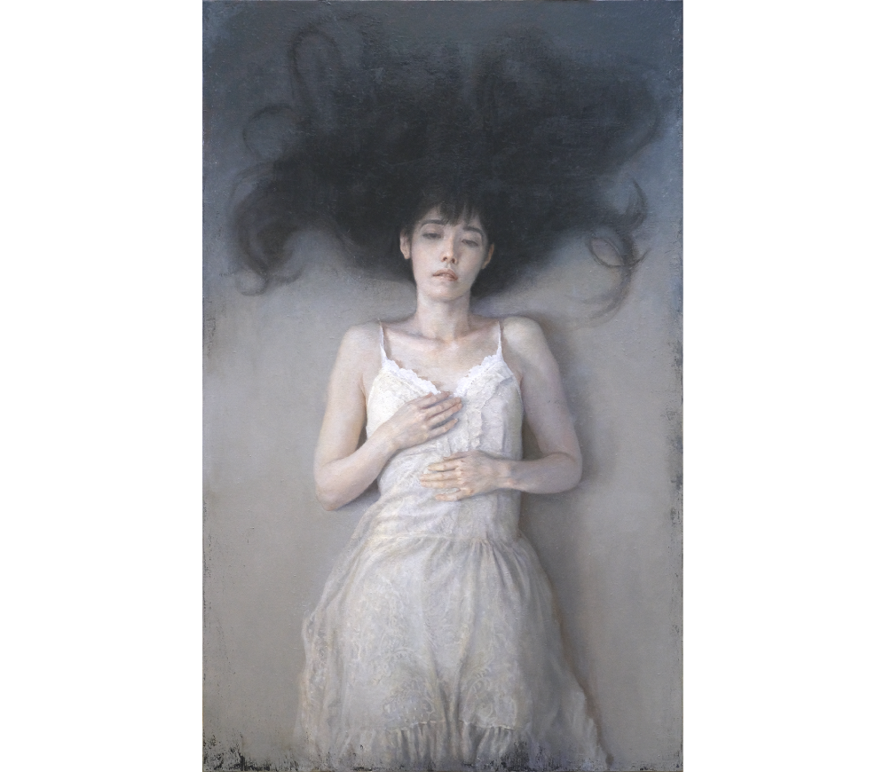 mujer tumbada　116.7×72.7cm　油彩（制作途中）